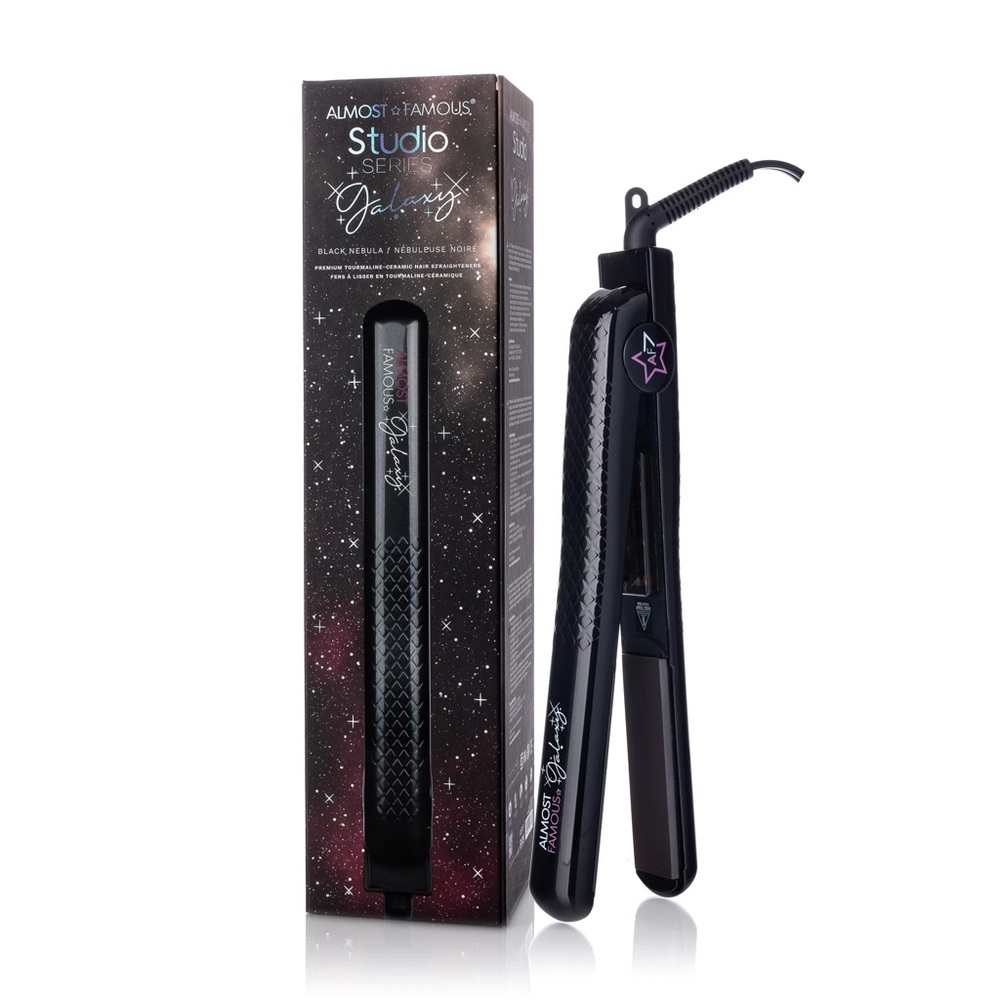 Almost Famous Galaxy Hair Straightener 1.25 tourmaline Black nebula new in box